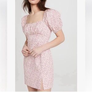 ASTR Pink Floral Puff Sleeve Babydoll Mini Dress
